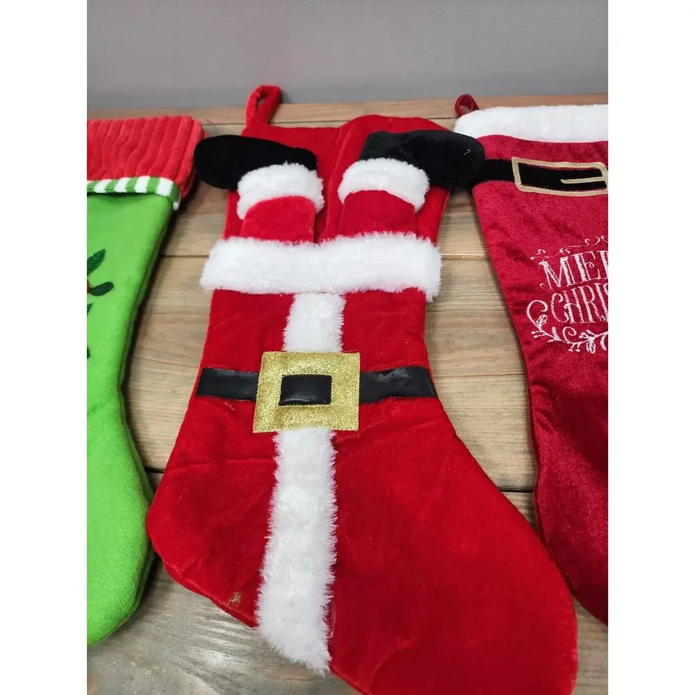 Lot of 5 Whimsical Christmas stockings Santa Upside Down Snowman